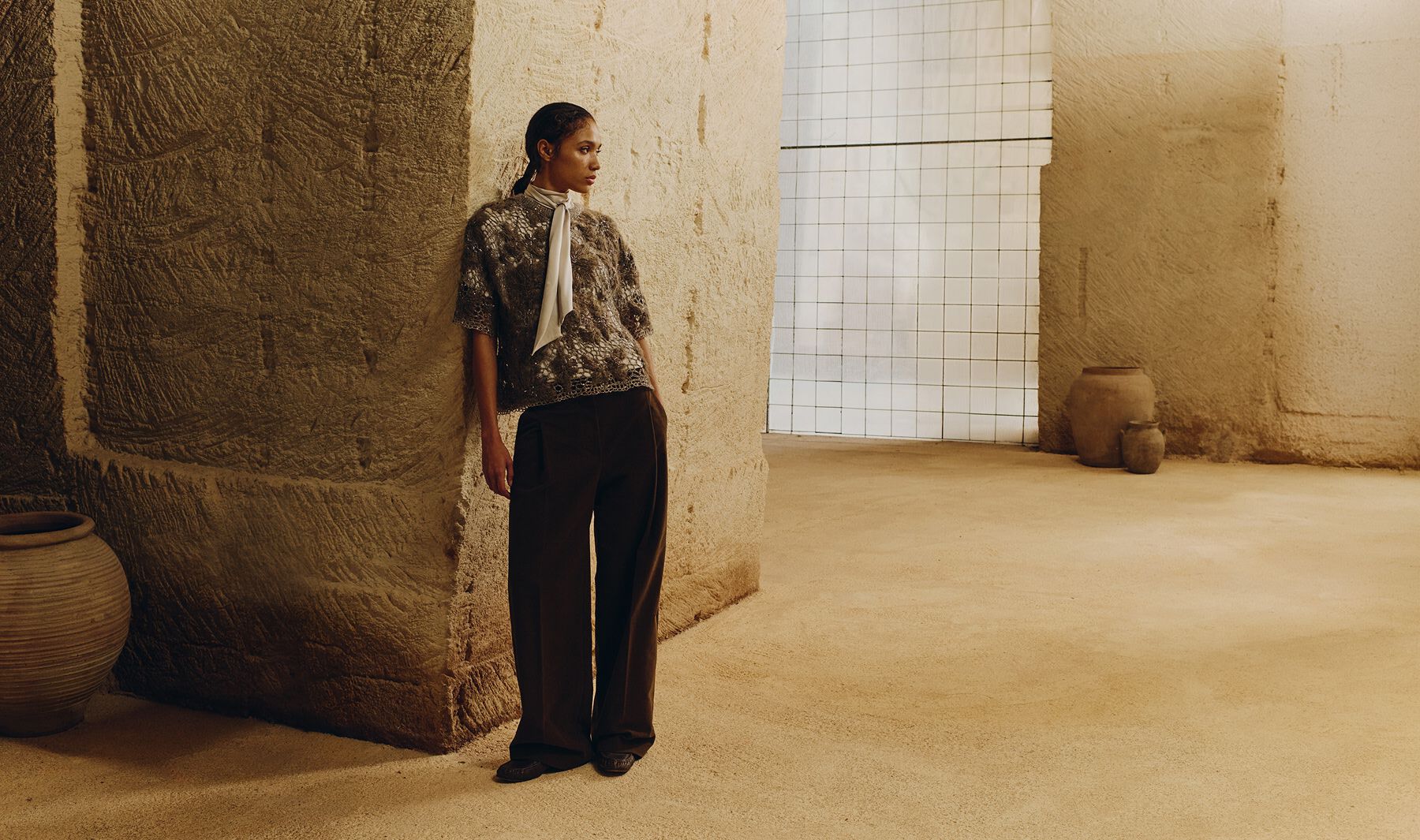メンズ 向け ネイビーブルー リブジャージー Tシャツ | Brunello Cucinelli