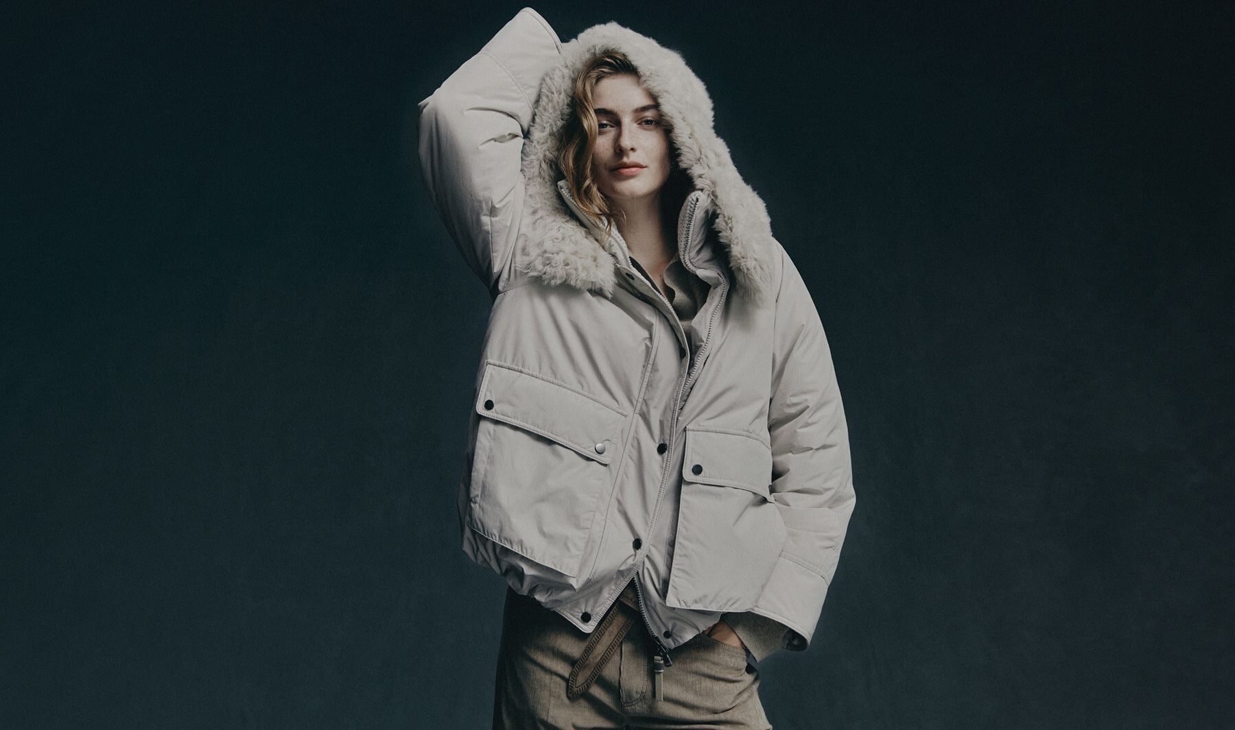 BRUNELLO CUCINELLI フード付きファーベスト Cashmere shearling vest for Woman in Rust Brown | Brunello Cucinelli