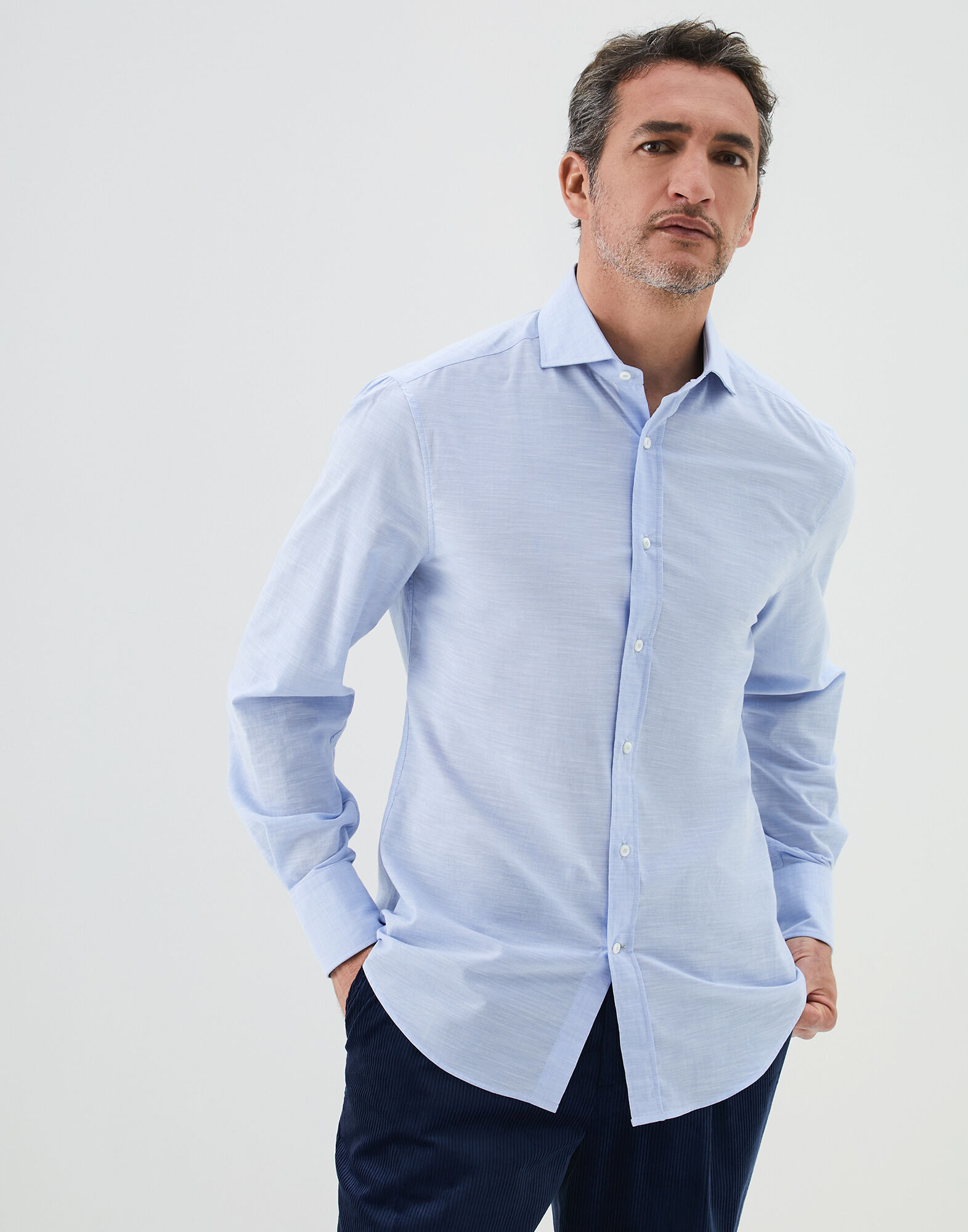 sky blue slim fit shirt