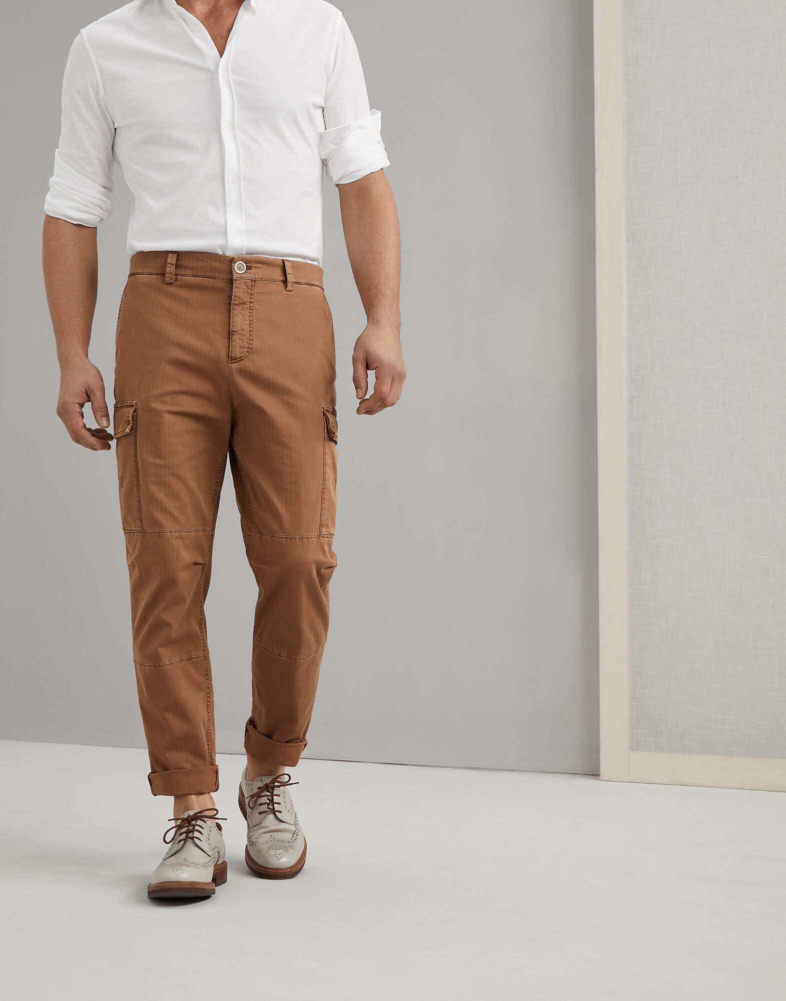 Brunello Cucinelli Cotton Beige Casual Cargo Pants US 34 IT 50 NEW