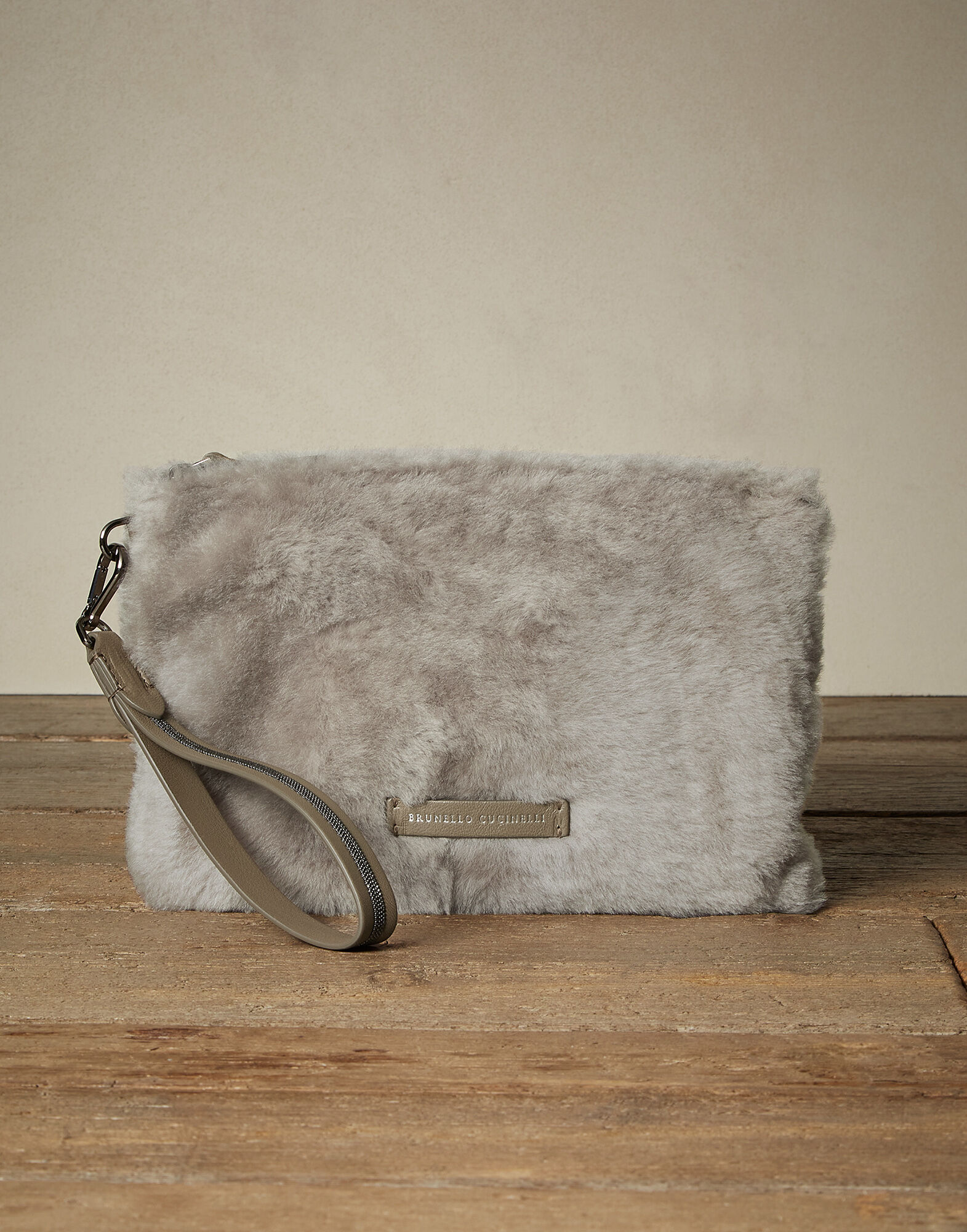 light beige clutch bag