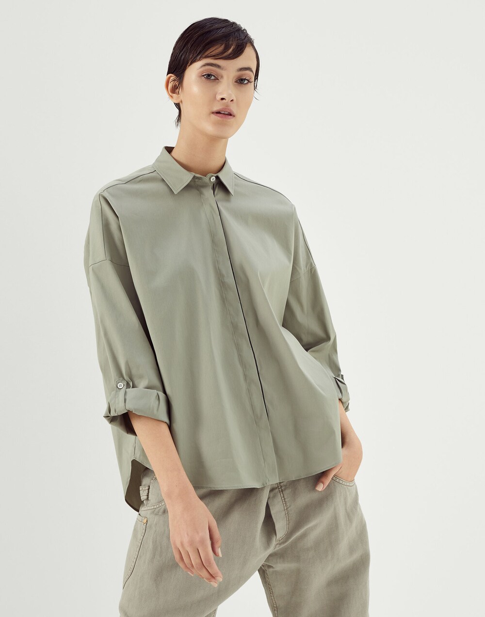 Brunello Cucinelli Women's Silk Shirt Green