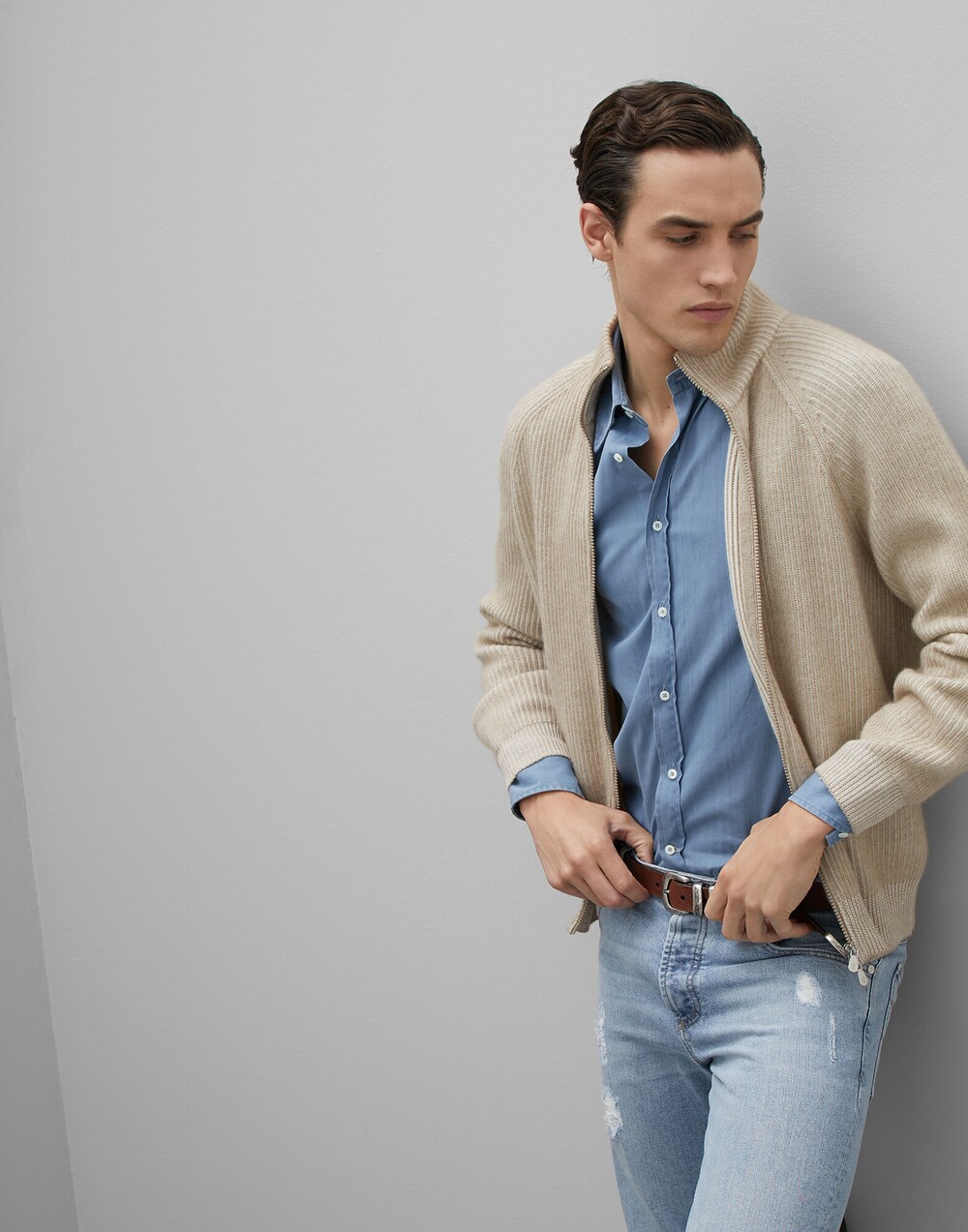 turtleneck cardigan outfit