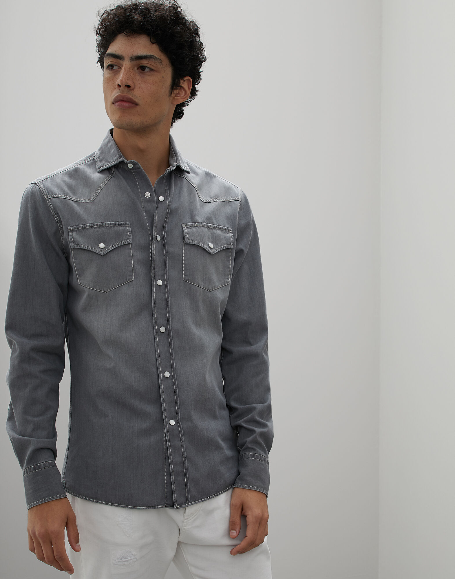camisa vaquera gris hombre