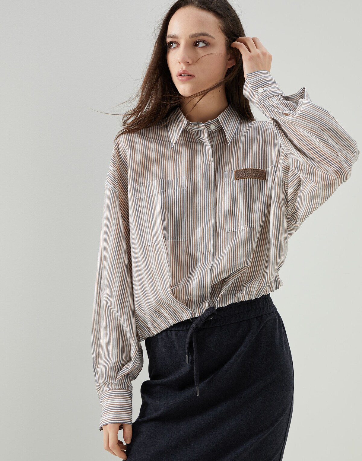 Brunello Cucinelli Women's Silk Shirt Black