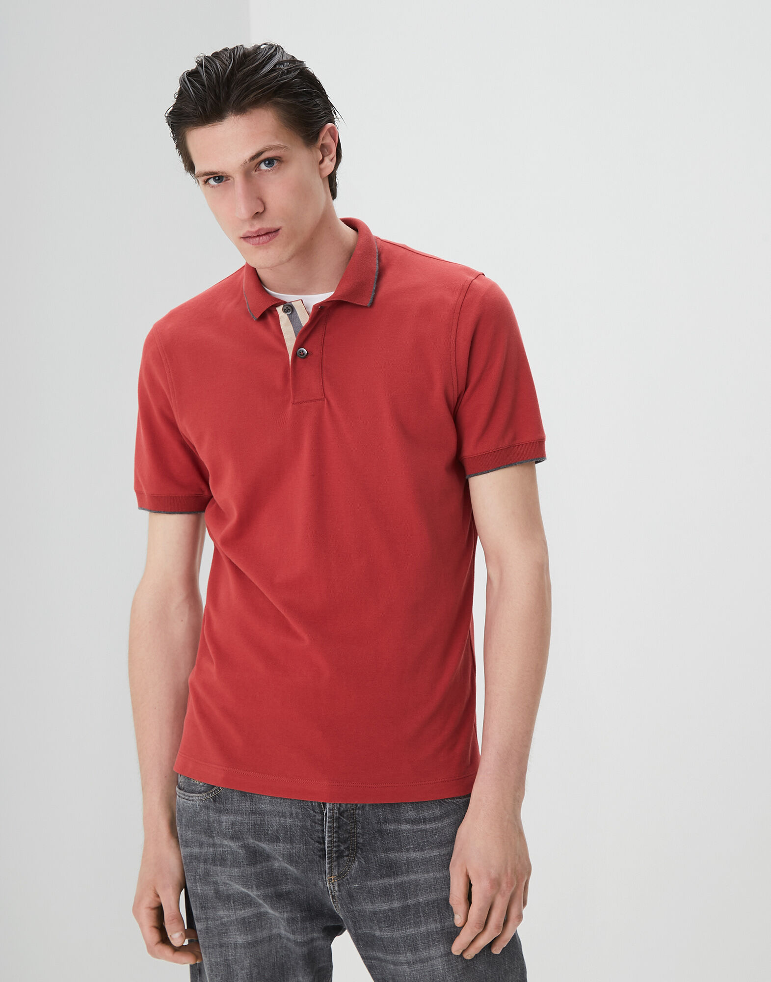 polo coral hombre