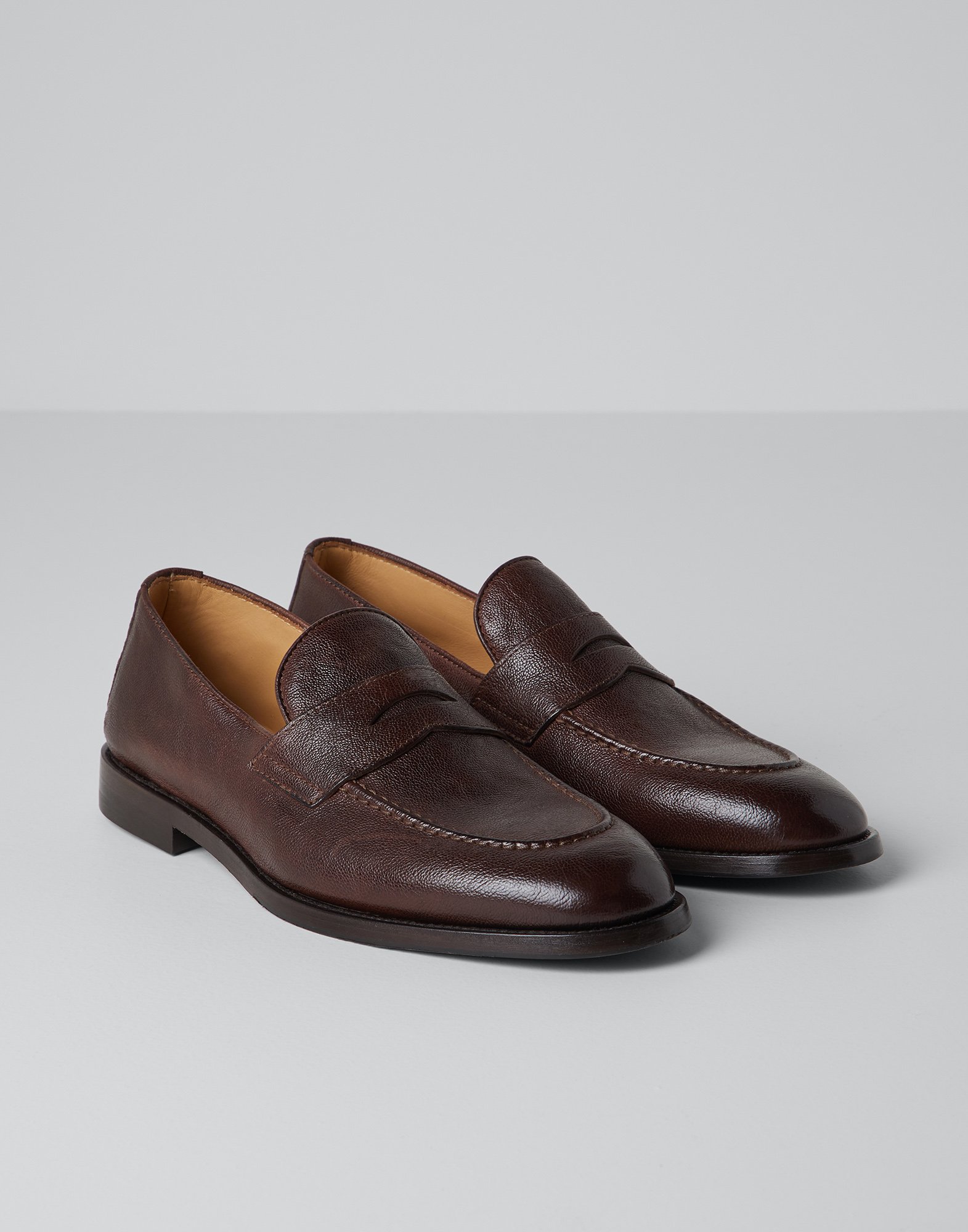 Calfskin penny loafers Brown Man - Brunello Cucinelli