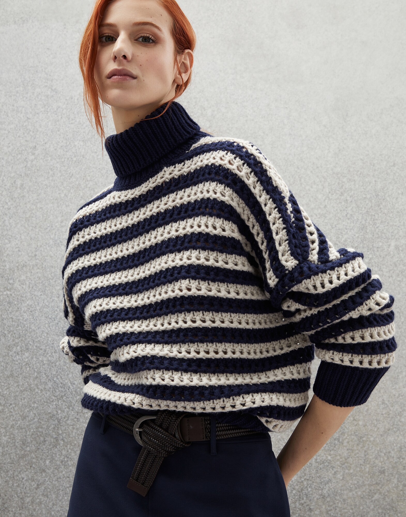 Pull à rayures Bleu Marine Femme - Brunello Cucinelli
