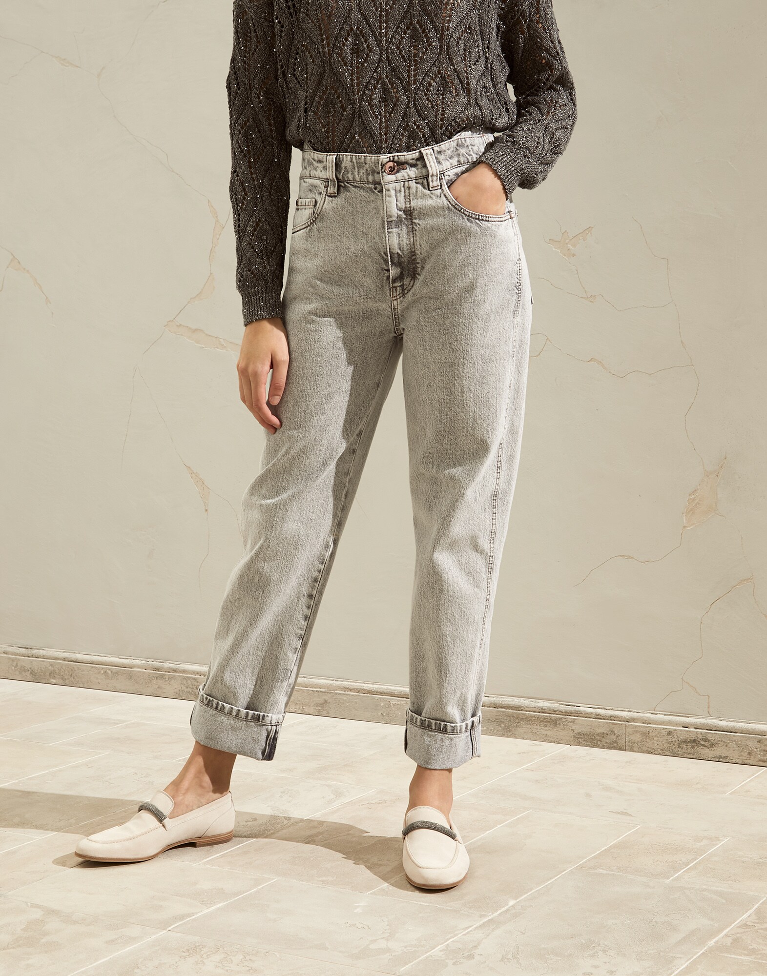 Skater trousers Light Grey Woman - Brunello Cucinelli