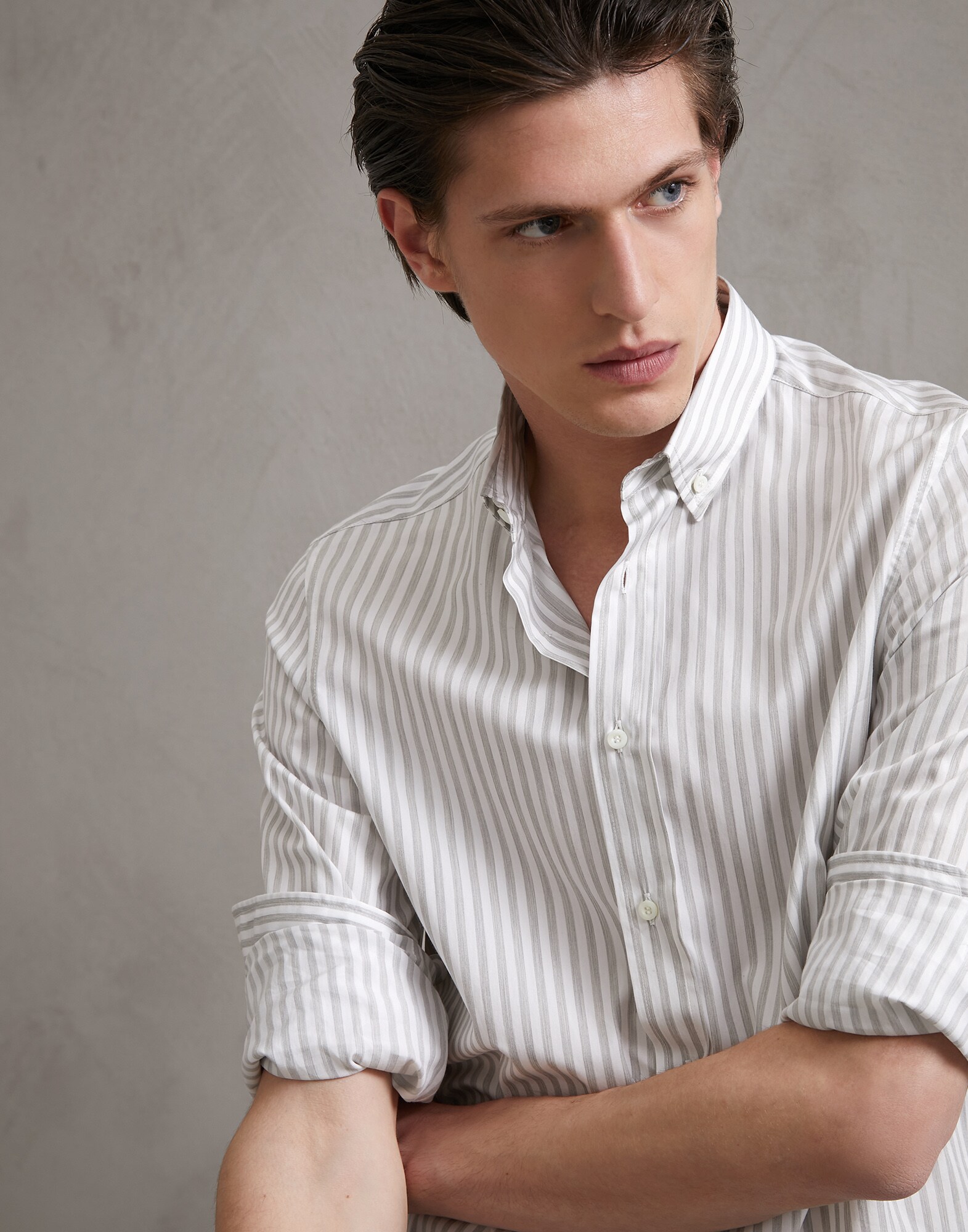 Button-Down-Hemd Hellgrau Herren 3 - Brunello Cucinelli