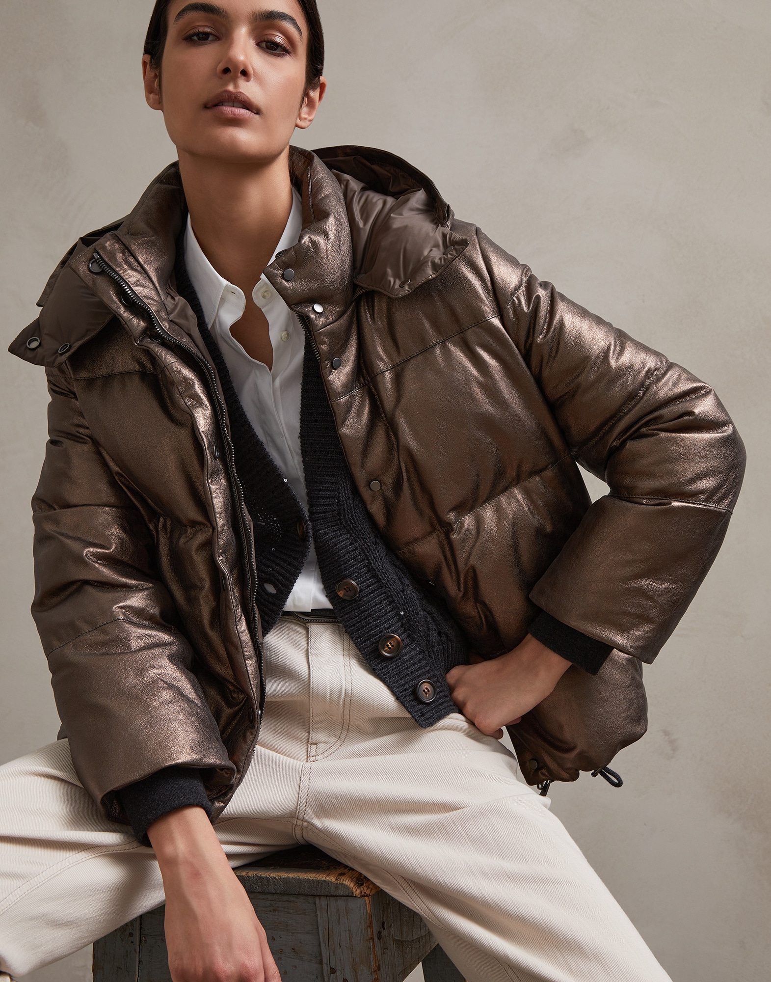 Suede down jacket