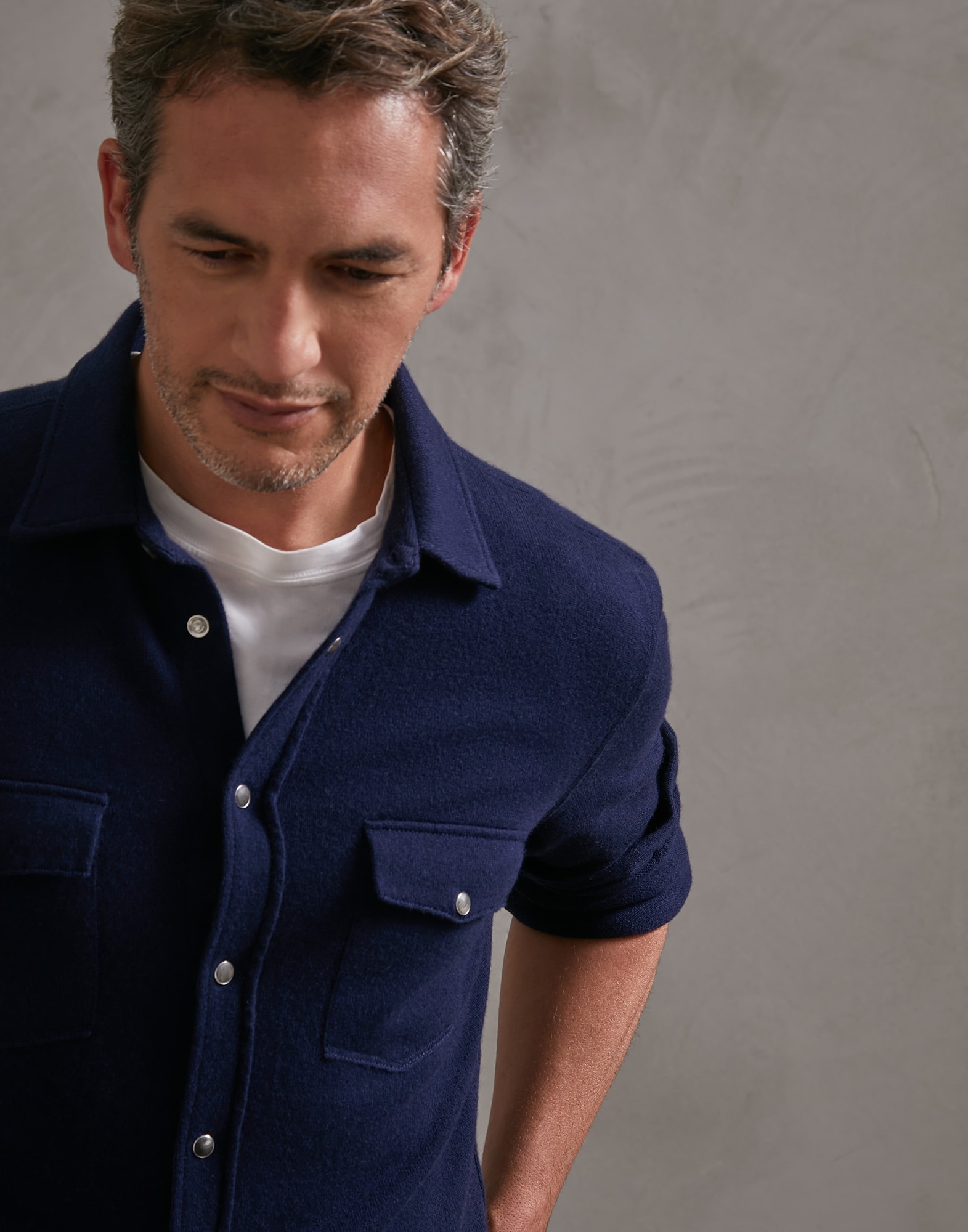 Button-front Cardigan Marine Blue Man 3 - Brunello Cucinelli