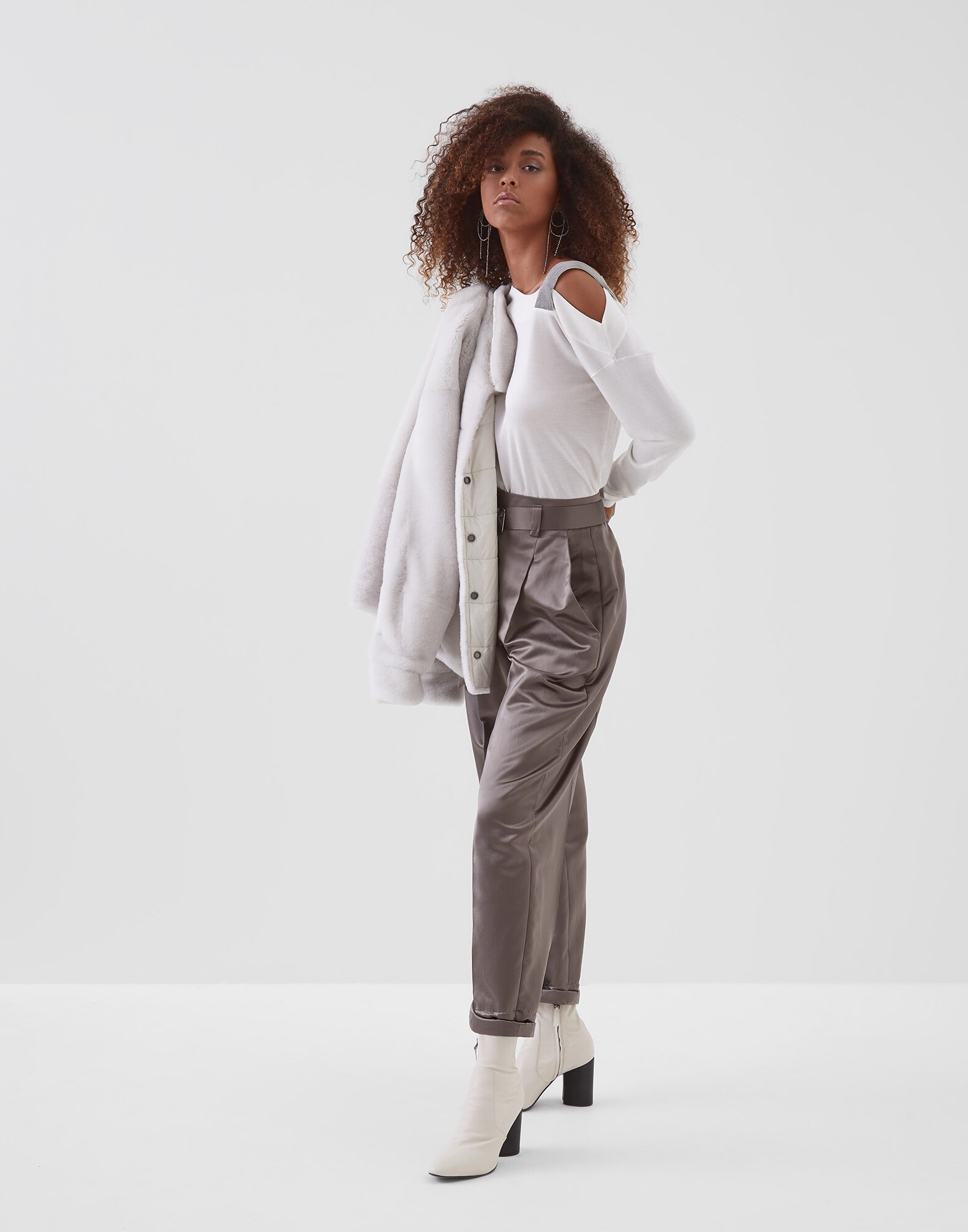 Scoop Neck White Woman 3 - Brunello Cucinelli