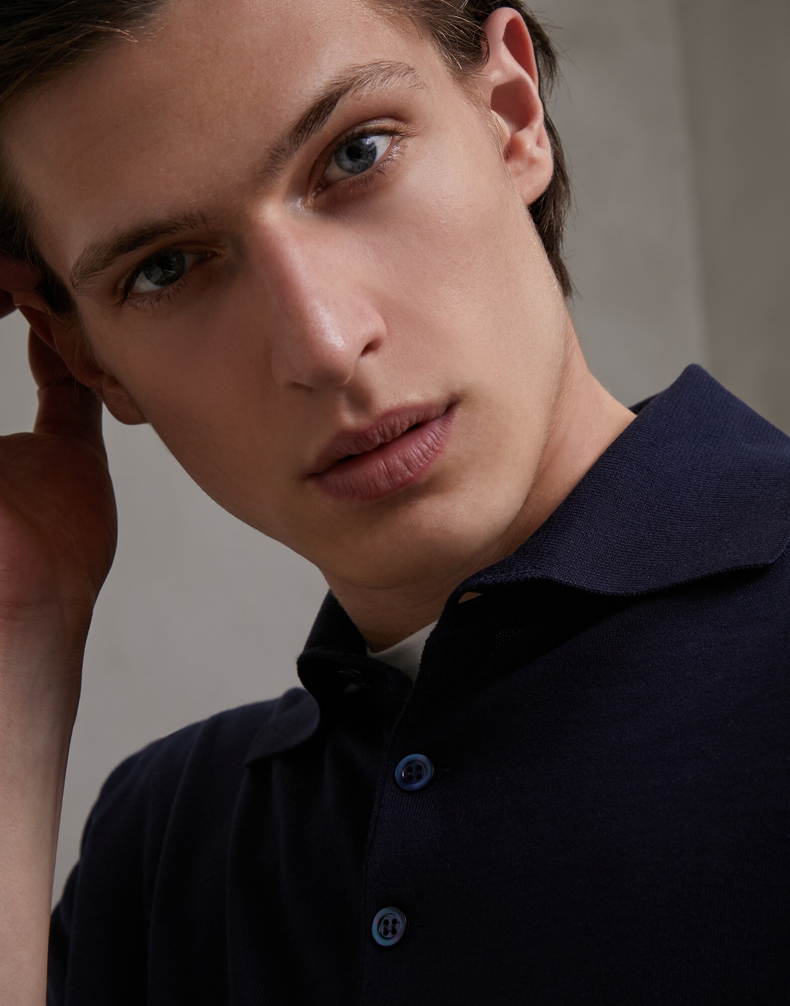 Polo-Style Sweater Navy Blue Man 3 - Brunello Cucinelli