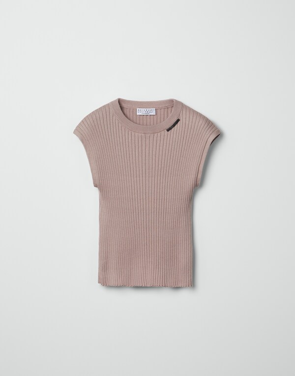 Shorts sleeve sweater Light Pink Girl - Brunello Cucinelli