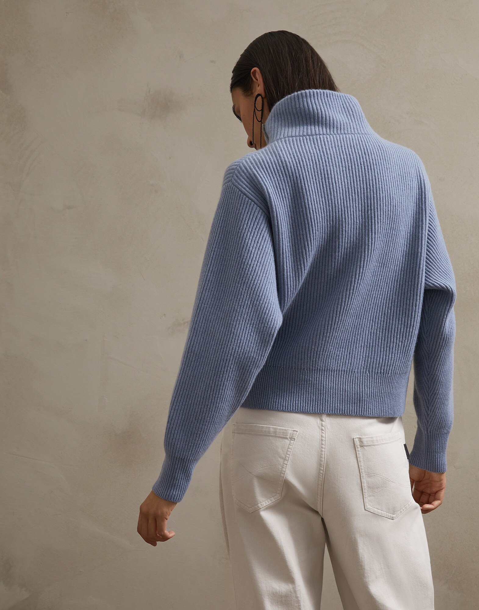 High Neck Sweater Sky Blue Woman 1 - Brunello Cucinelli