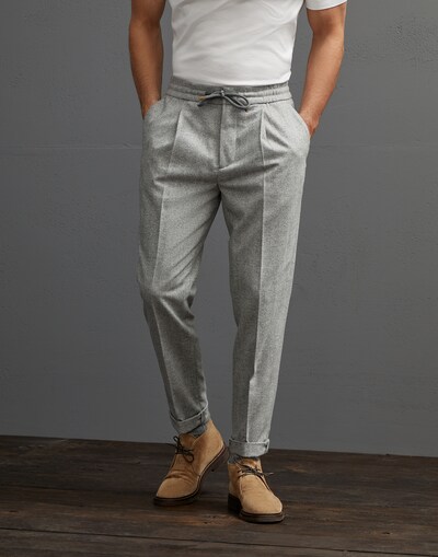 Trousers with drawstring Pearl Grey Man -
                        Brunello Cucinelli
                    