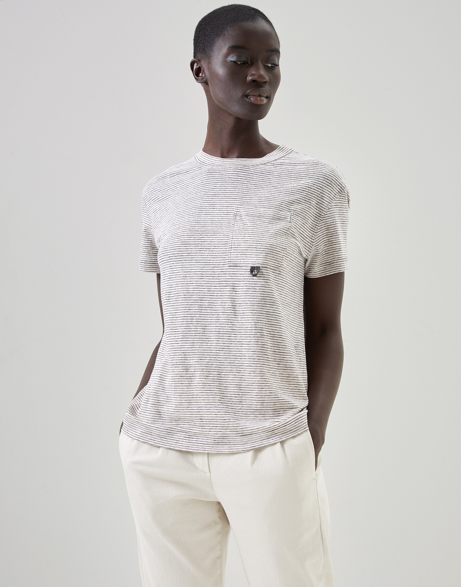 Camiseta de jersey Beige Mujer - Brunello Cucinelli