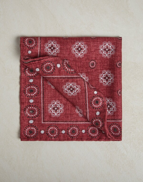 Pañuelo de bolsillo reversible de seda Rojo Hombre - Brunello Cucinelli 
