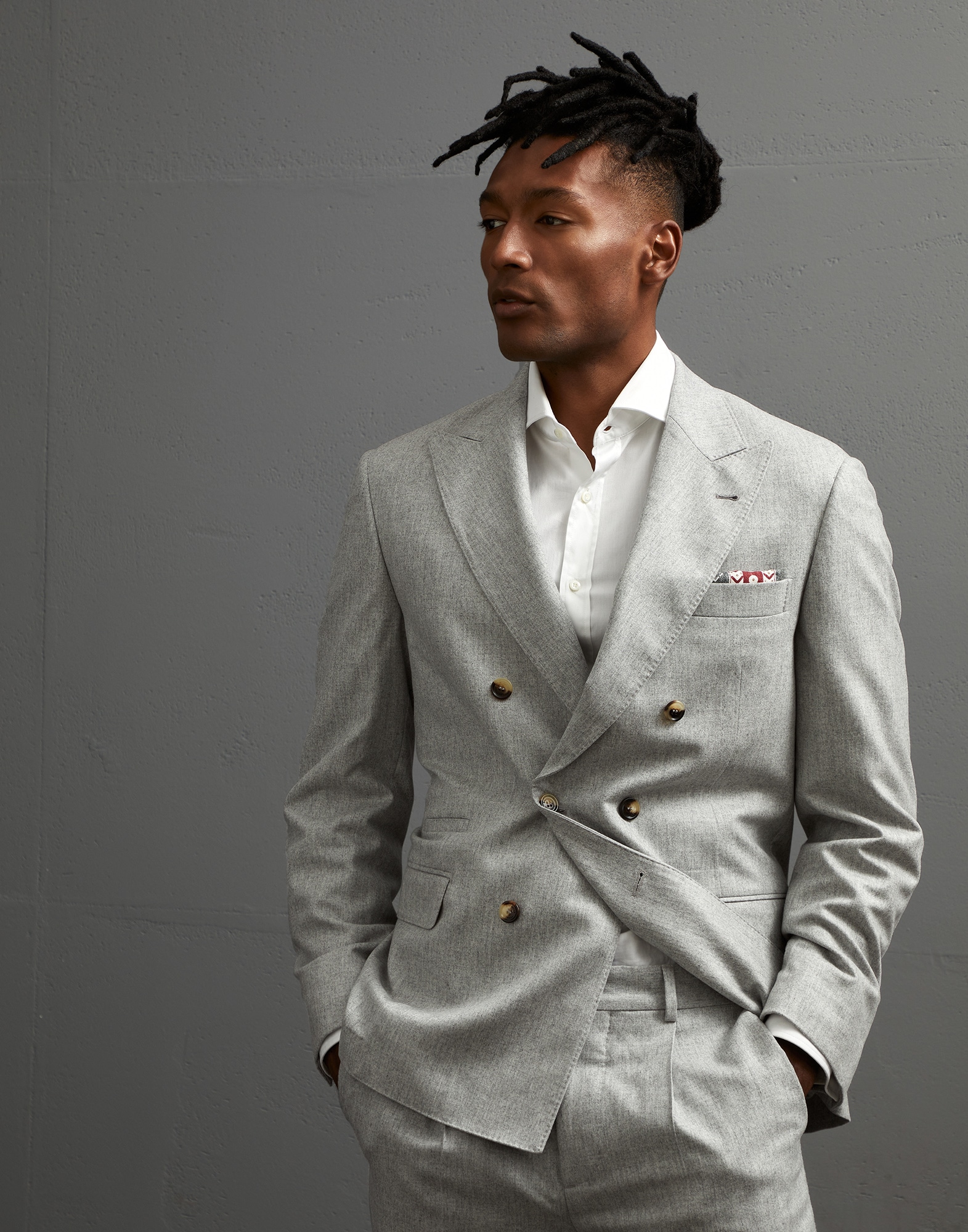 Brunello Cucinelli Flannel Suit Jacket in Khaki Mens Clothing Jackets Blazers for Men Grey 
