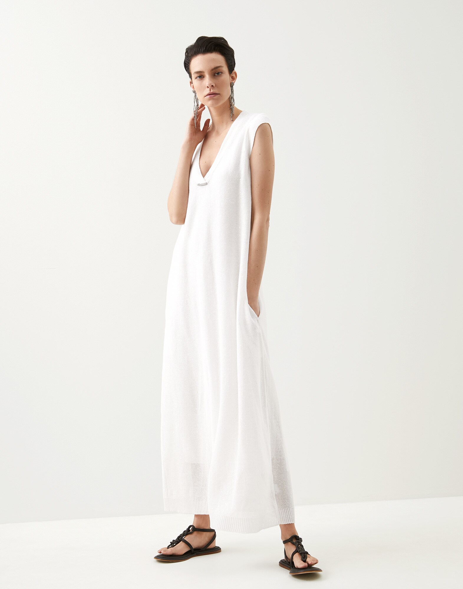 Vestido de punto Blanco Mujer - Brunello Cucinelli