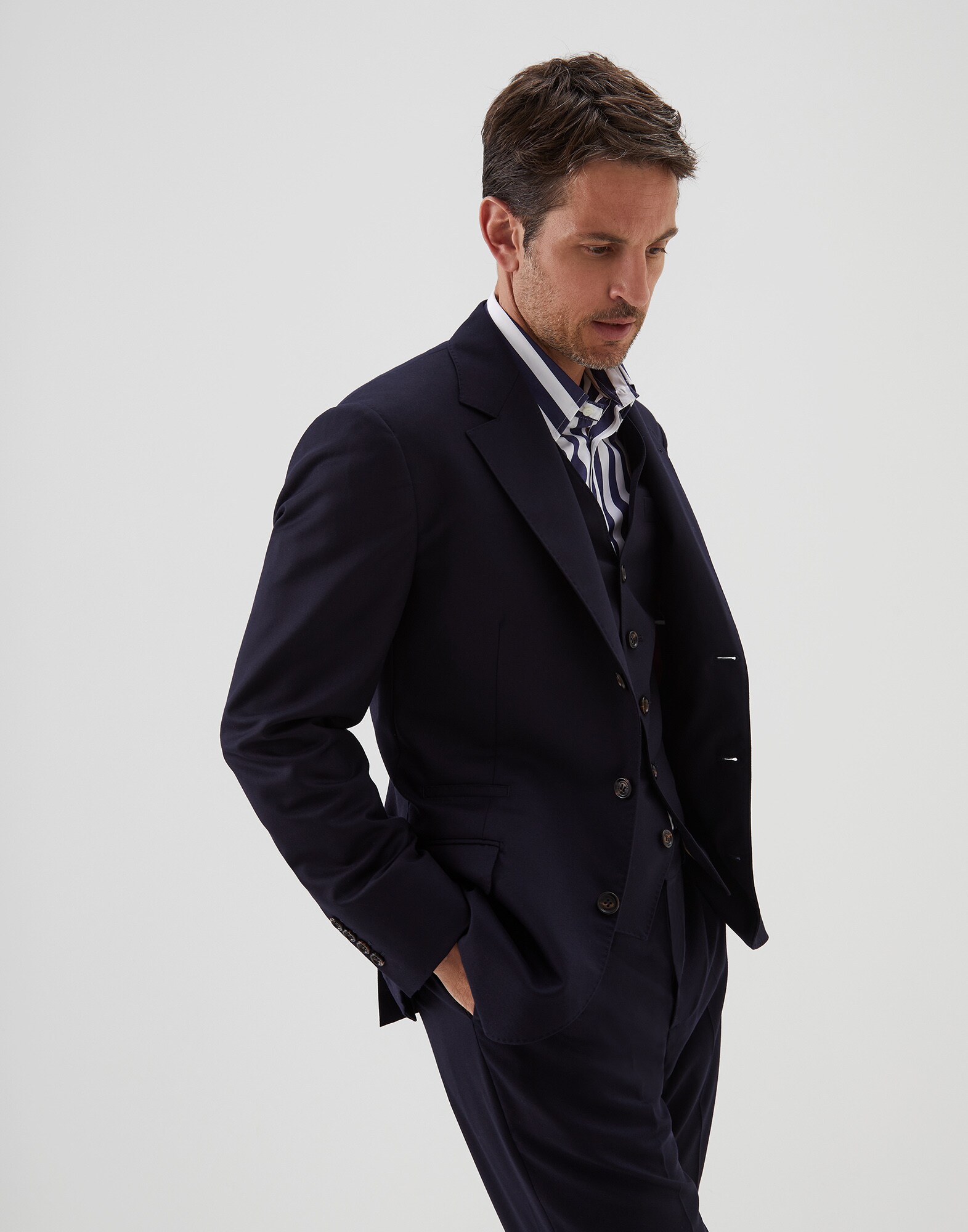 Single Breasted Blazer Marine Blue Man 4 - Brunello Cucinelli