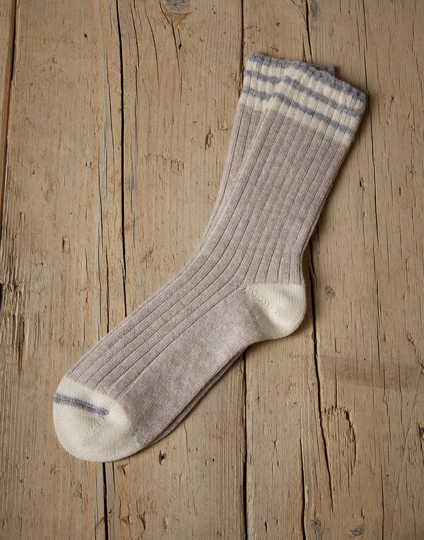 Rib knit socks Oyster Man - Brunello Cucinelli 