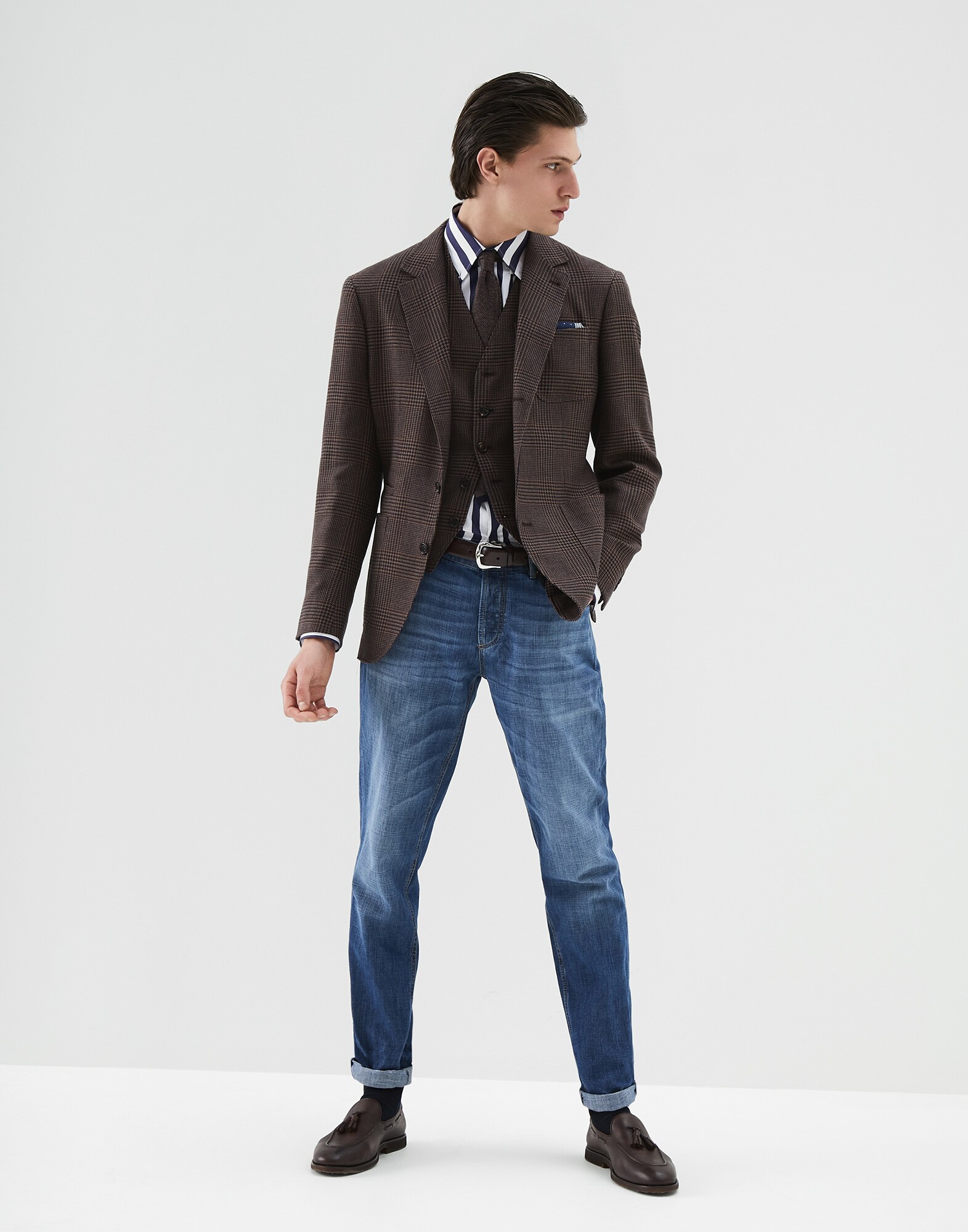 Button-Down-Hemd Blau Herren 4 - Brunello Cucinelli