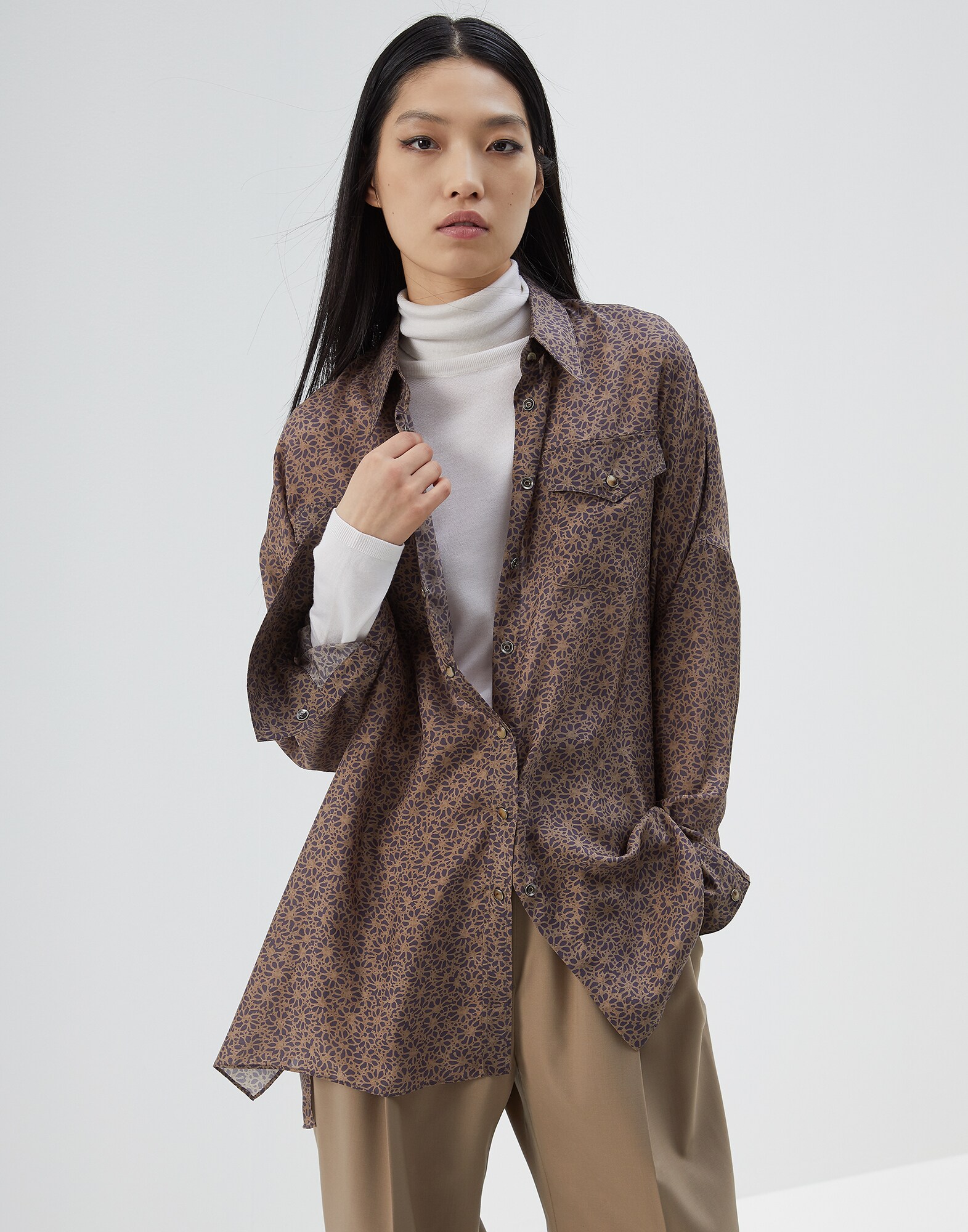 Silk Shirt Lilac Woman 1 - Brunello Cucinelli