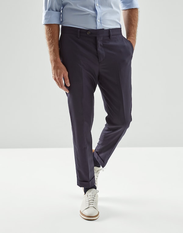 Formal fit trousers Navy Blue Man - Brunello Cucinelli 