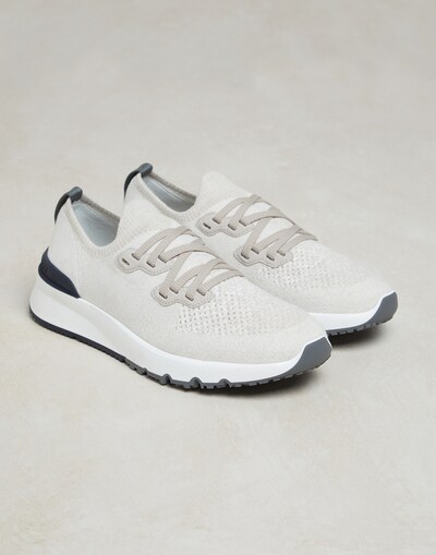 Chaussures de running en maille Blanc Homme -
                        Brunello Cucinelli
                    