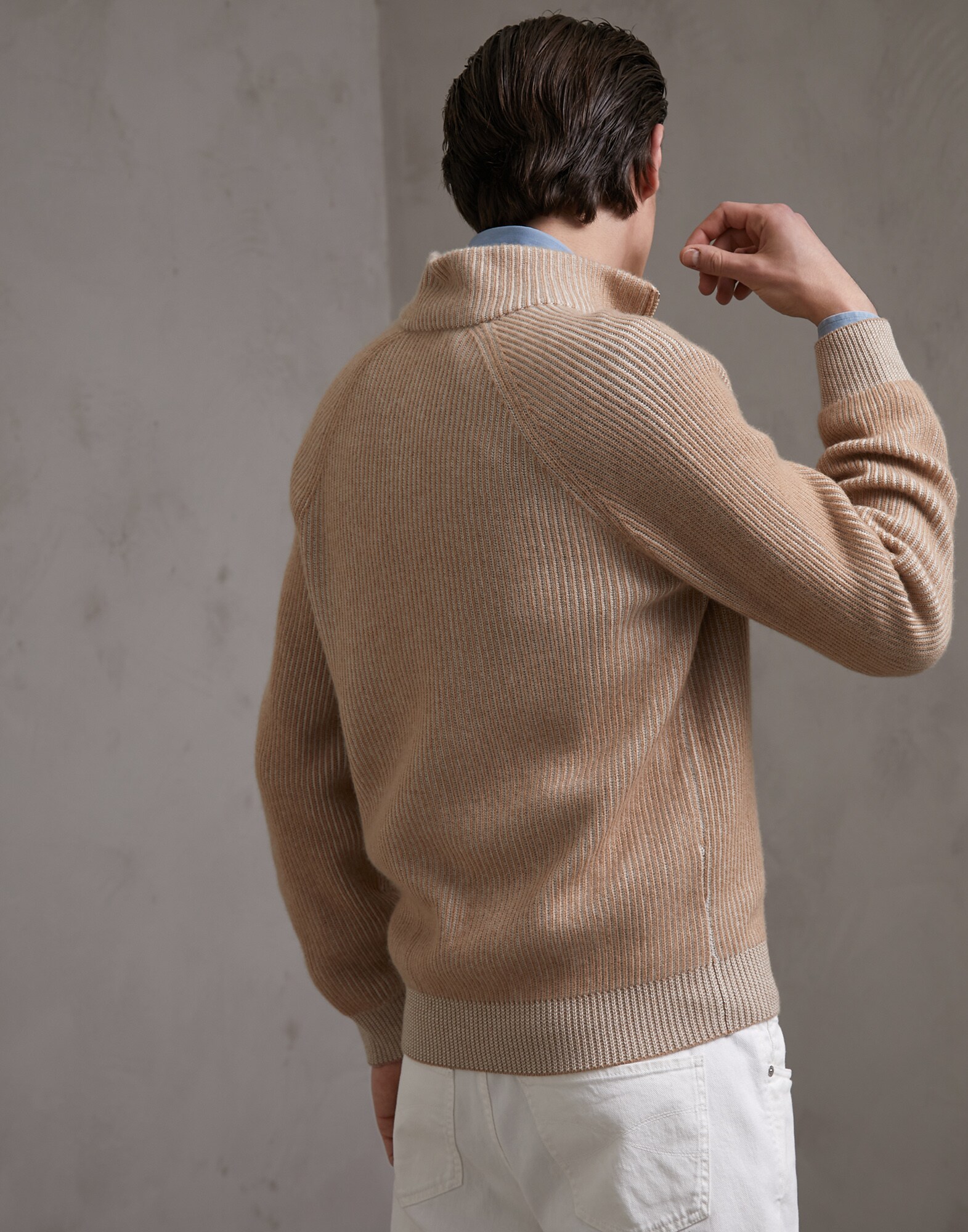 Cardigan mit Reißverschluss Biskuit Herren 3 - Brunello Cucinelli