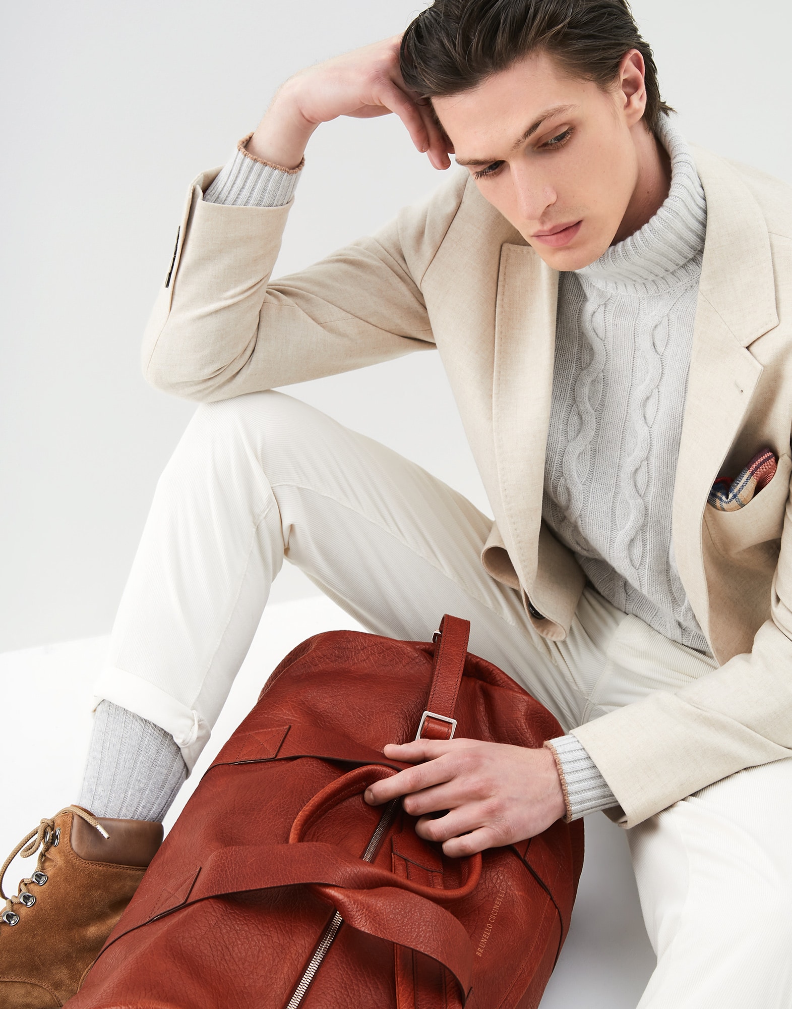 Leisure Bag Cognac Man 4 - Brunello Cucinelli