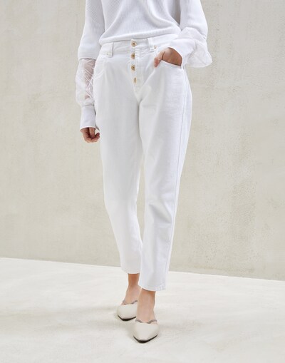 Pantalón de denim confort Blanco Mujer - Brunello Cucinelli 
