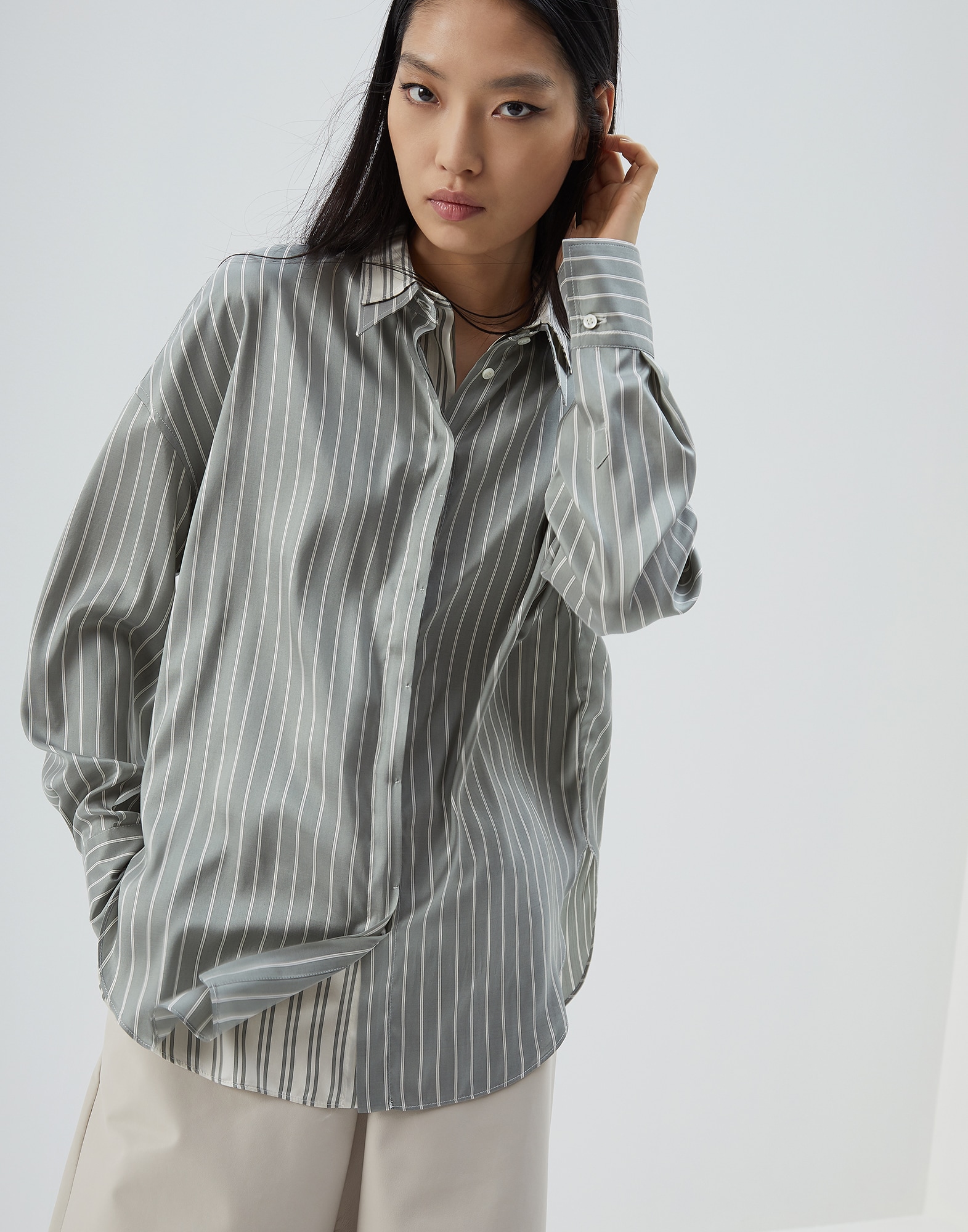 Silk Shirt Mint Green Woman 1 - Brunello Cucinelli