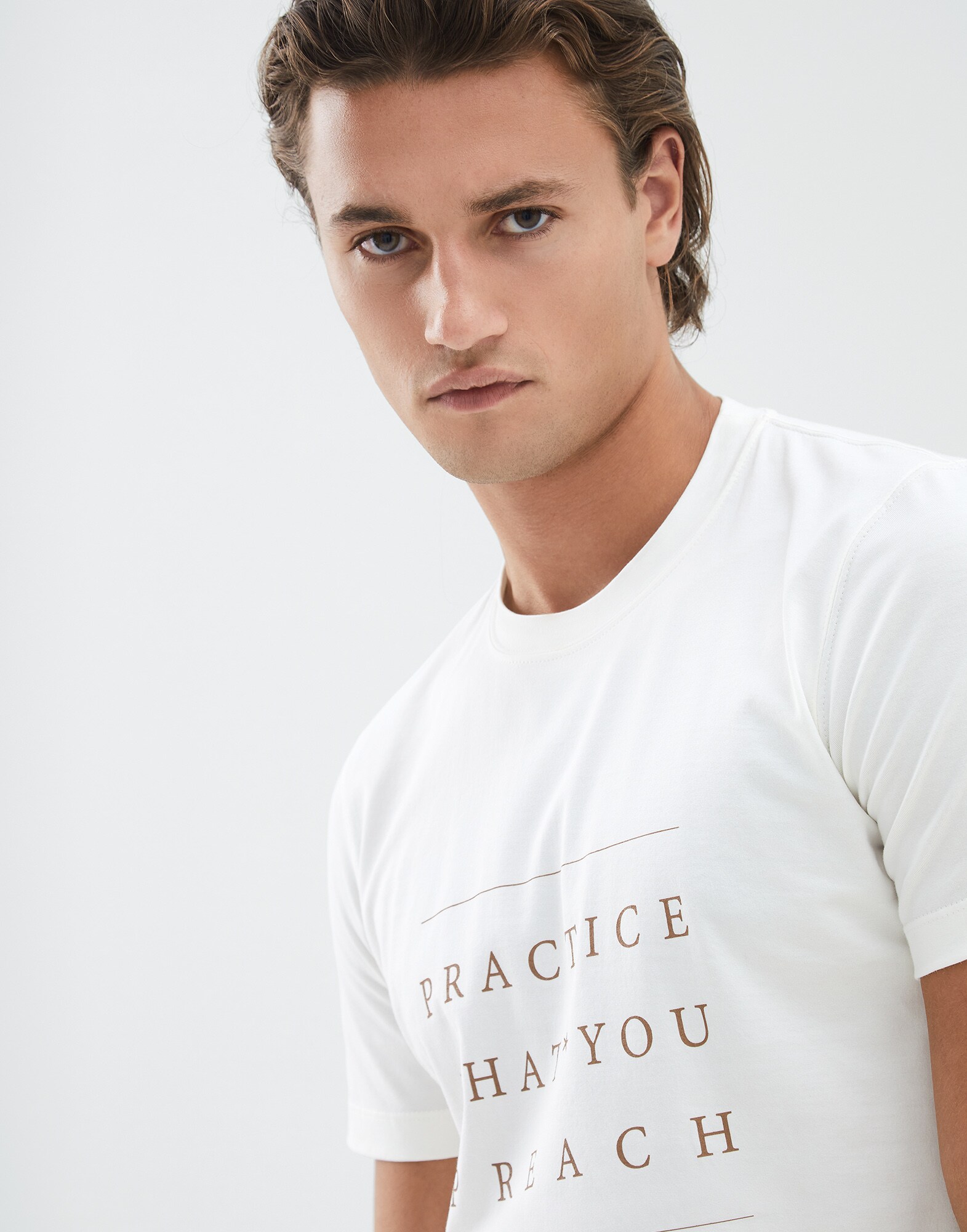 Short Sleeve T-Shirt Off-White Man 0 - Brunello Cucinelli