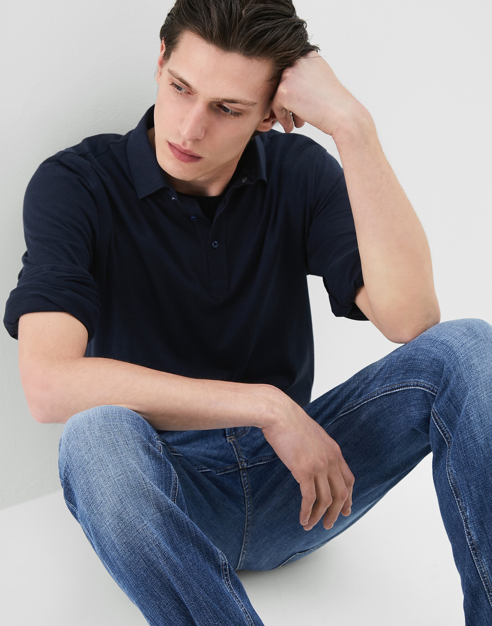Polo Shirt Marine Blue Man 0 - Brunello Cucinelli