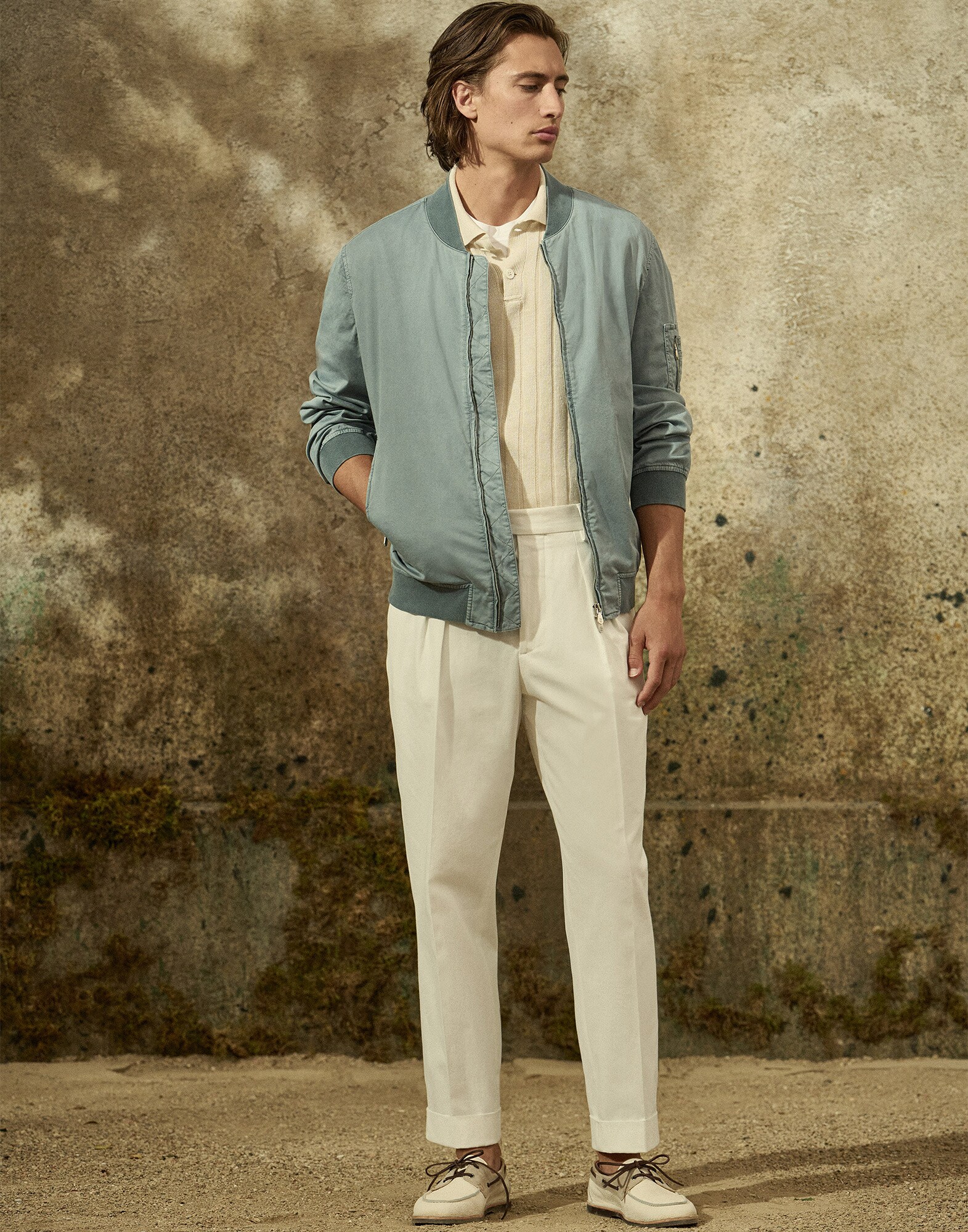 Bomber teint en pièce Ciel Homme - Brunello Cucinelli