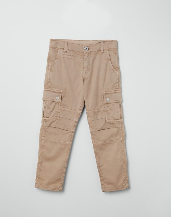 Gabardine garment dyed trousers Brown Boy - Brunello Cucinelli