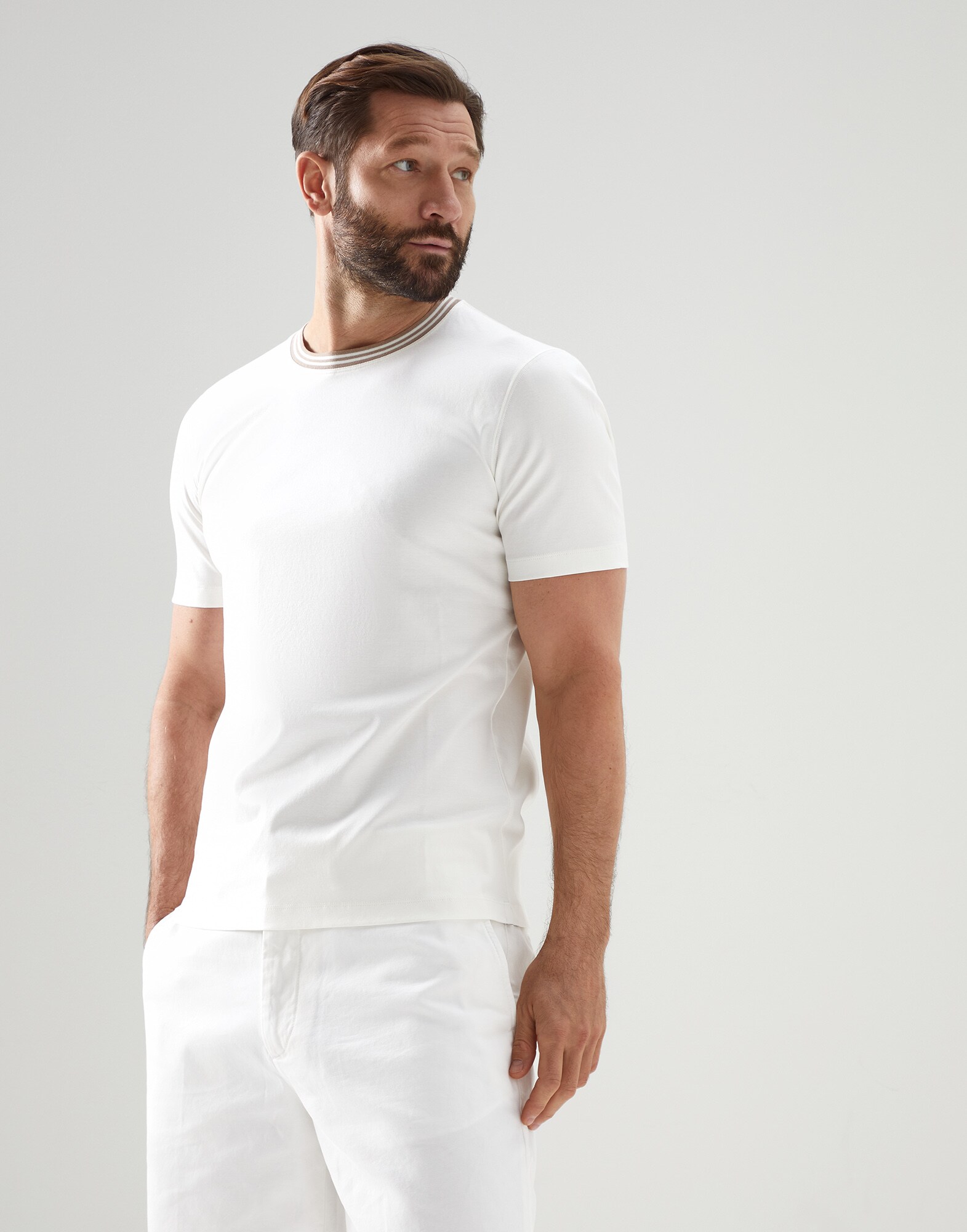 Tee-shirt coupe slim Blanc Cassé Homme - Brunello Cucinelli