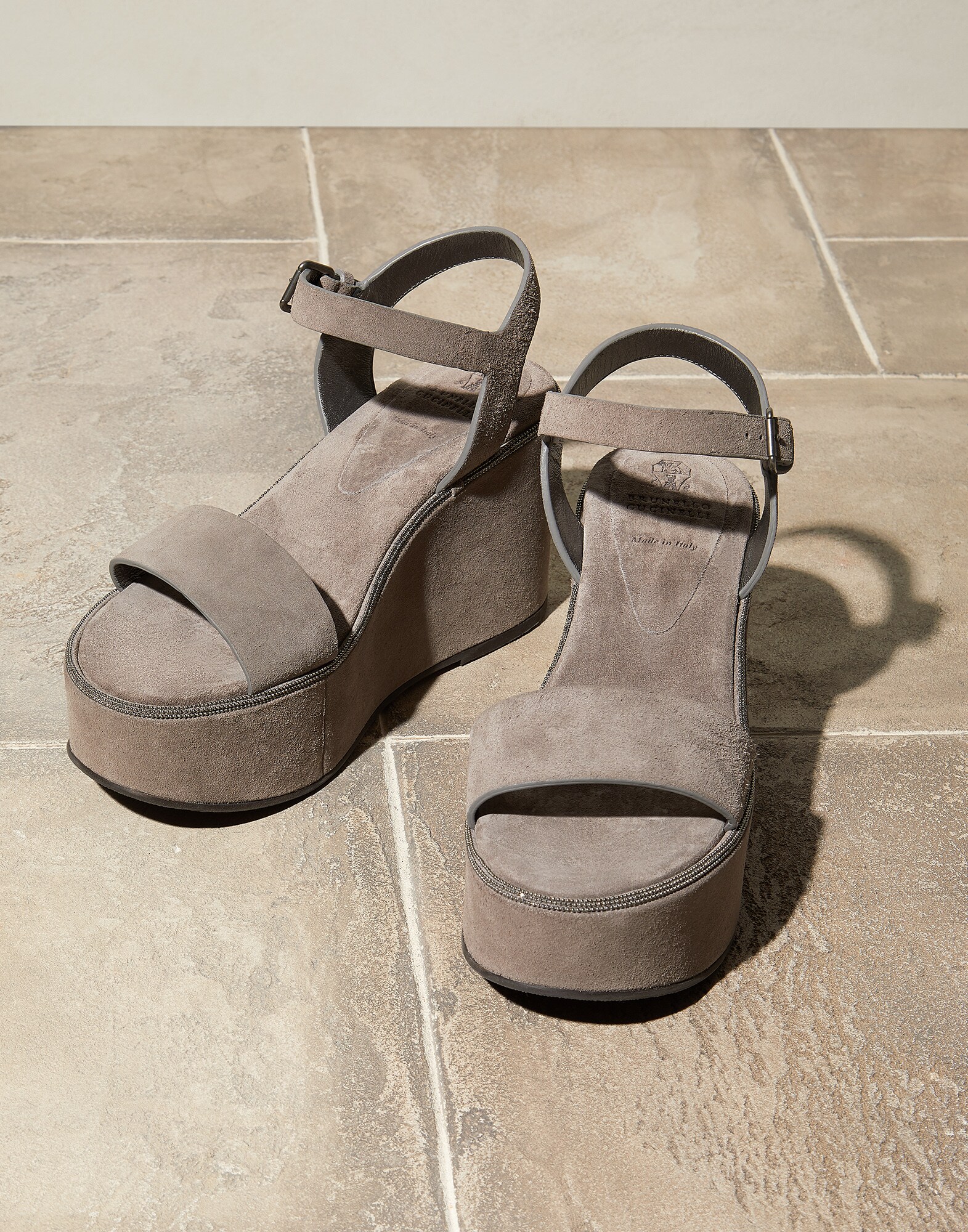 Sandalias con plataforma Taupe Mujer - Brunello Cucinelli