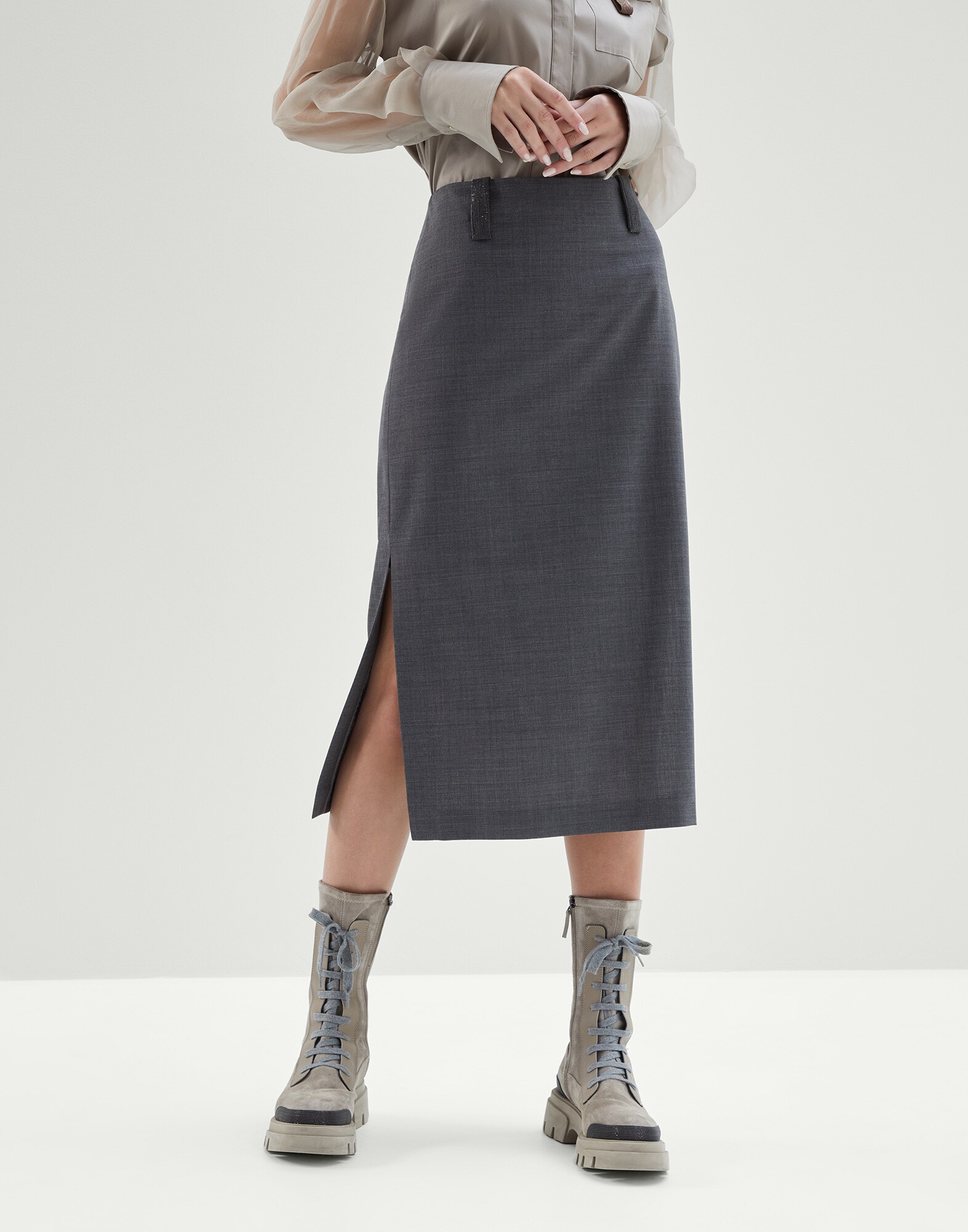 Falda de tubo Gris Claro Mujer - Brunello Cucinelli