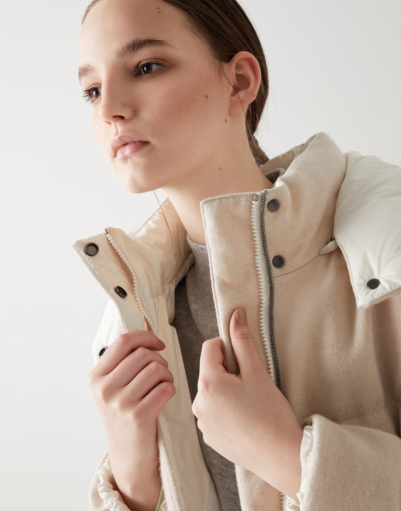 Daunenjacke aus Strick - Detailansicht