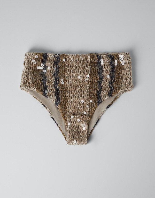 Dazzling Embroidery shorts Walnut Woman - Brunello Cucinelli