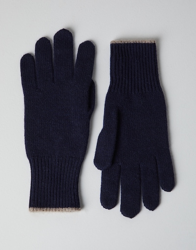 Knit gloves Navy Blue Man - Brunello Cucinelli 