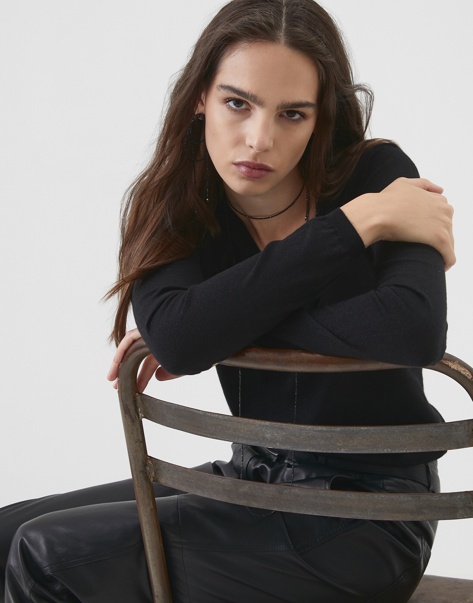 V-neck Sweater Black Woman 4 - Brunello Cucinelli