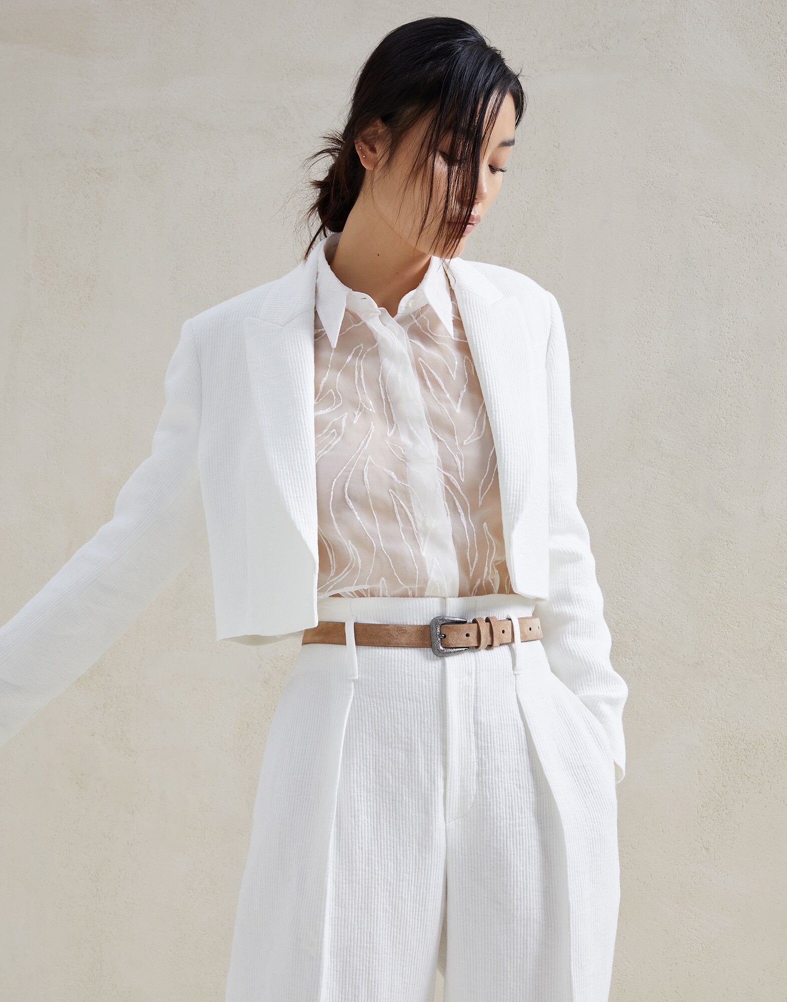 Linen and cotton blazer White Woman - Brunello Cucinelli