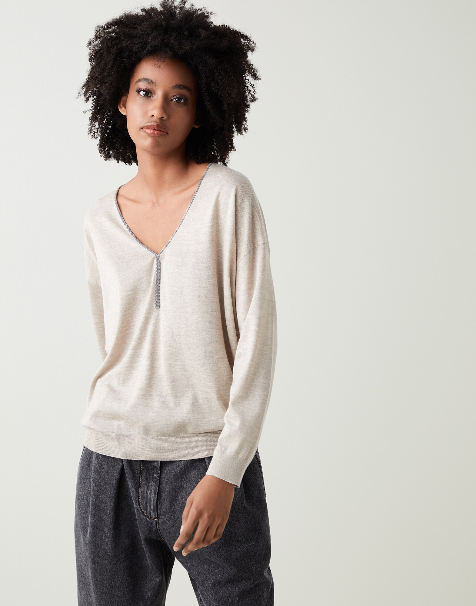 Lightweight sweater Sand Woman - Brunello Cucinelli