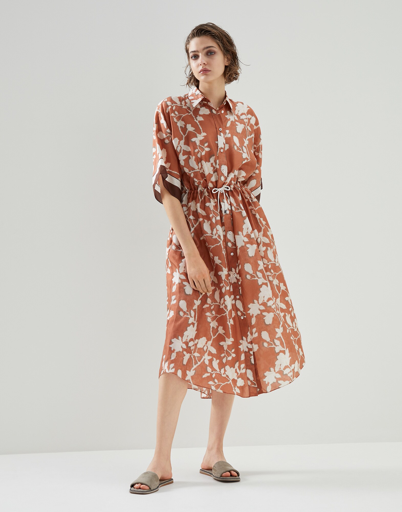 Hemdblusenkleid Orange Damen - Brunello Cucinelli