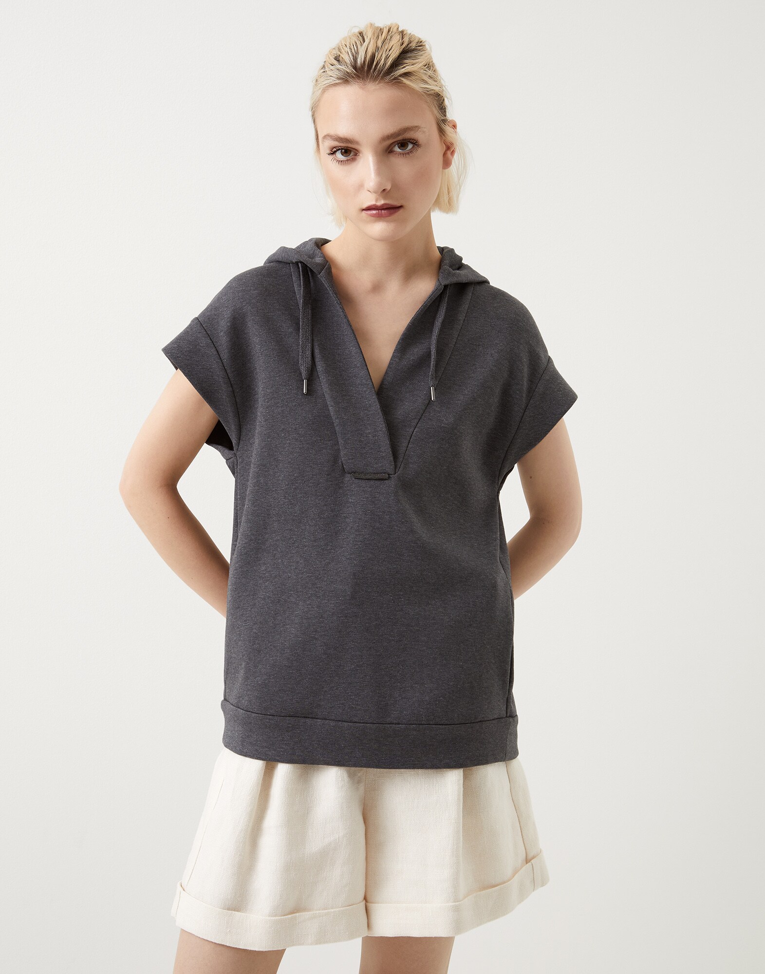 Topwear con cappuccio Piombo Donna - Brunello Cucinelli
